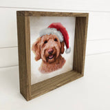 Golden Doodle Dog in Santa Hat Christmas Small Canvas Sign