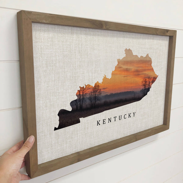 Kentucky State Overlay - Customizable Decor - Framed Art