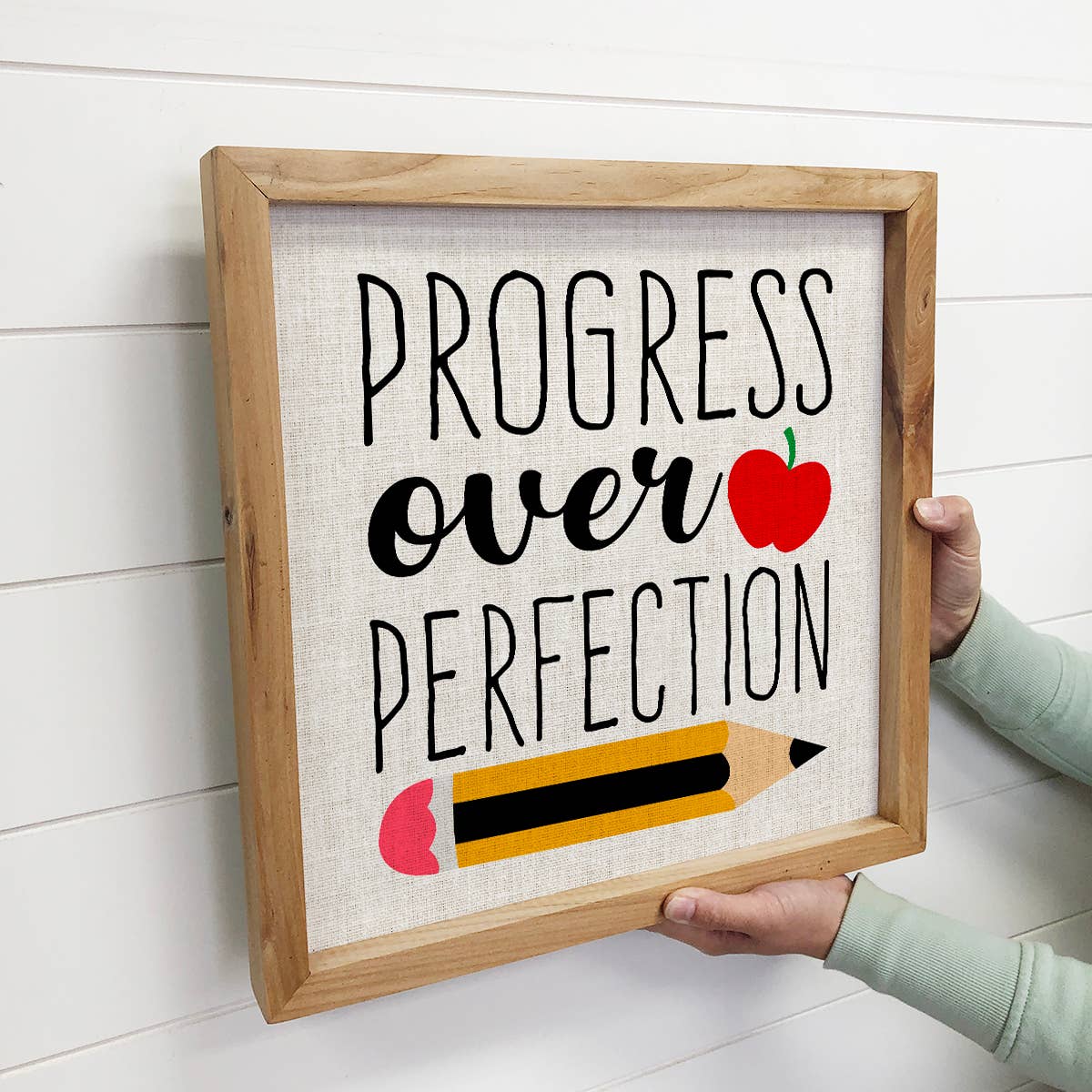 Progress Over Perfection - Framed Word Sign - Back to School