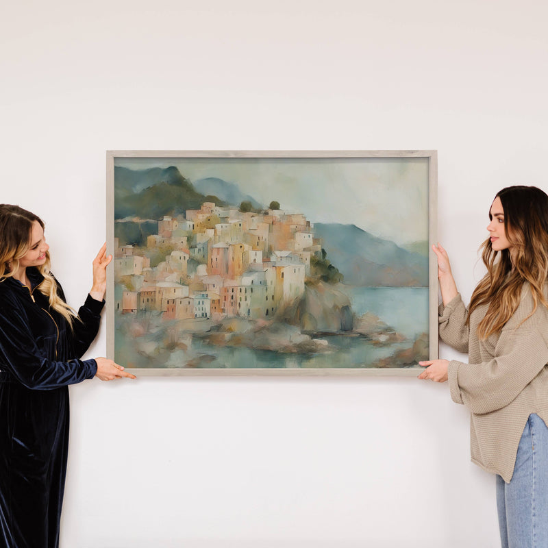 Abstract Cinque Terre - City Canvas Art - Wood Framed Decor