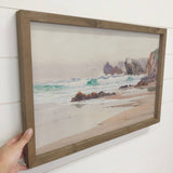 Breakers on Rocky Beach - Beach Landscape Canvas Art - Frame