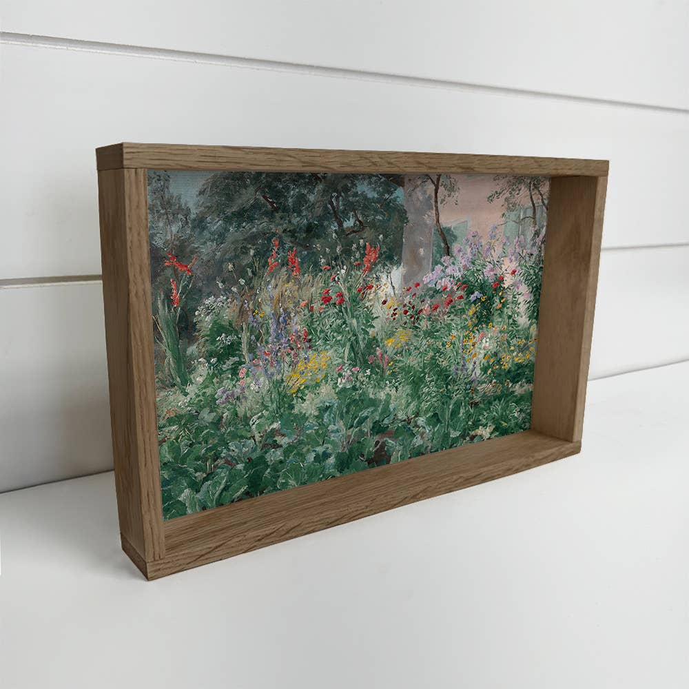 Cottage Garden - Flower Canvas Art - Wood Framed Wall Art