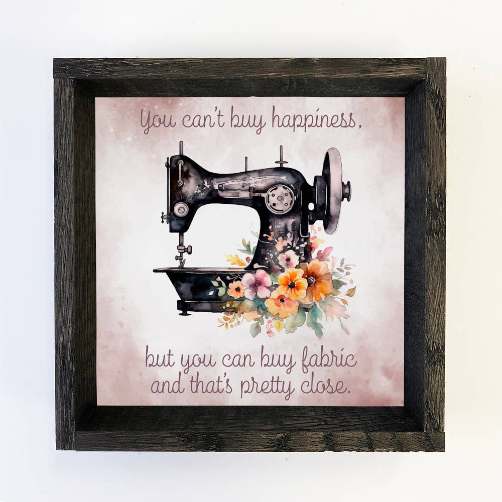 Sewing Machine Fabric Happiness Wall Art - Craft Room Art