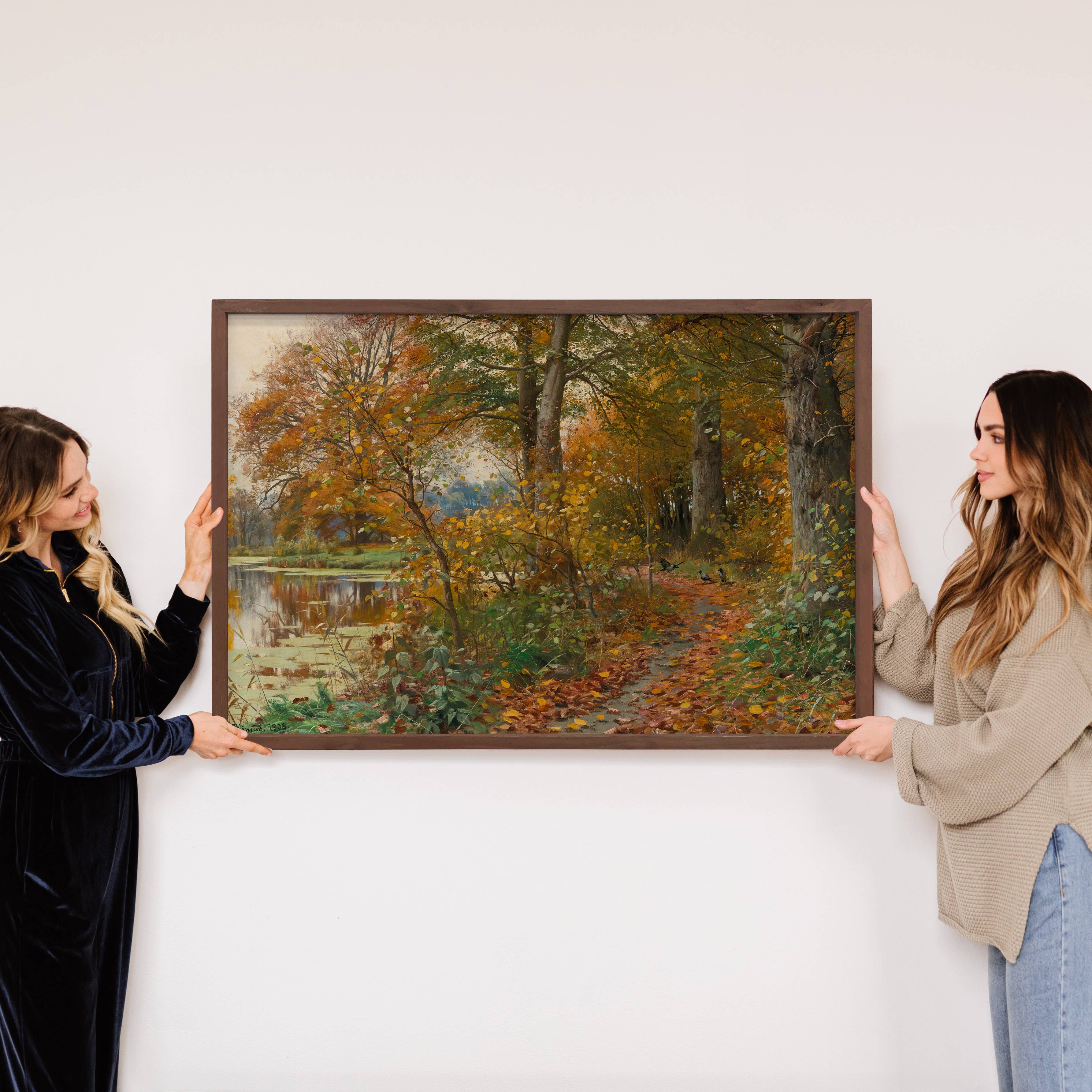 Fall Leaves Forest Path - Nature Landscape Canvas Art -