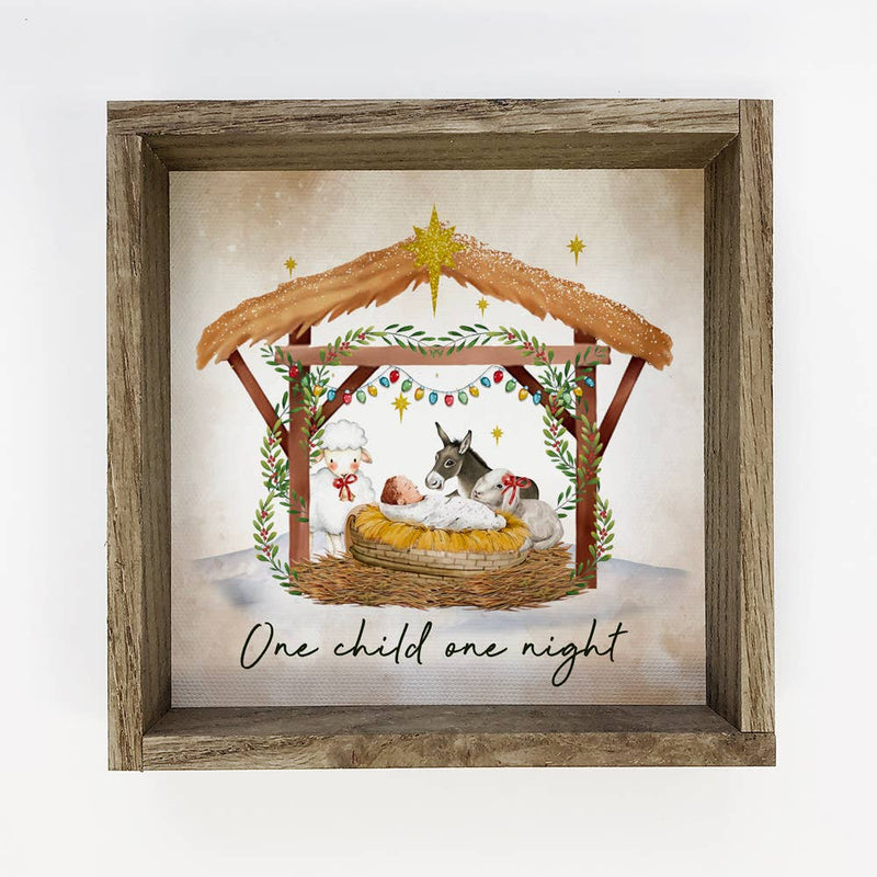 Cute Nativity Christmas Sign - Baby Jesus in a Manger