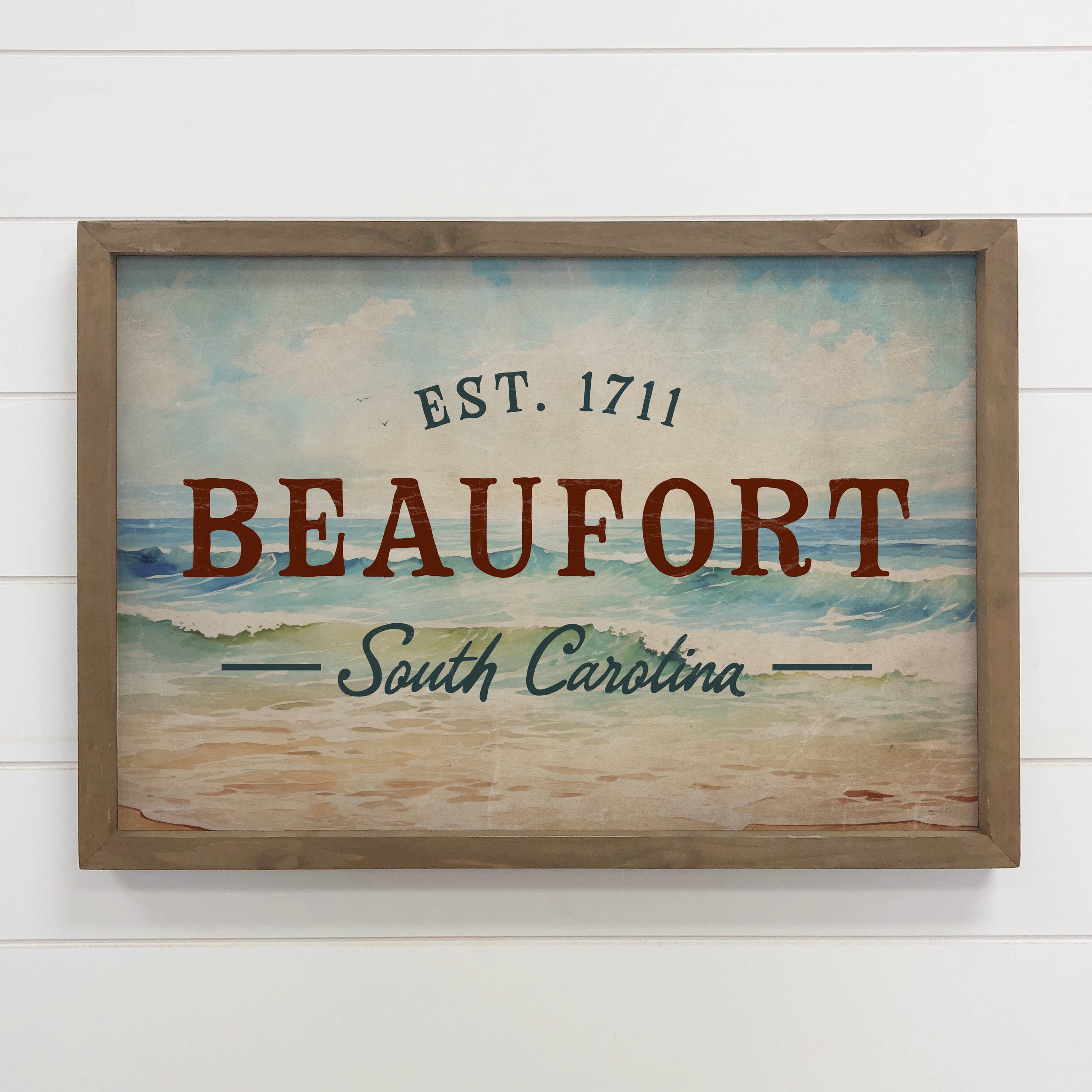 Custom Beach Town Vintage - Framed Beach House Wall Art