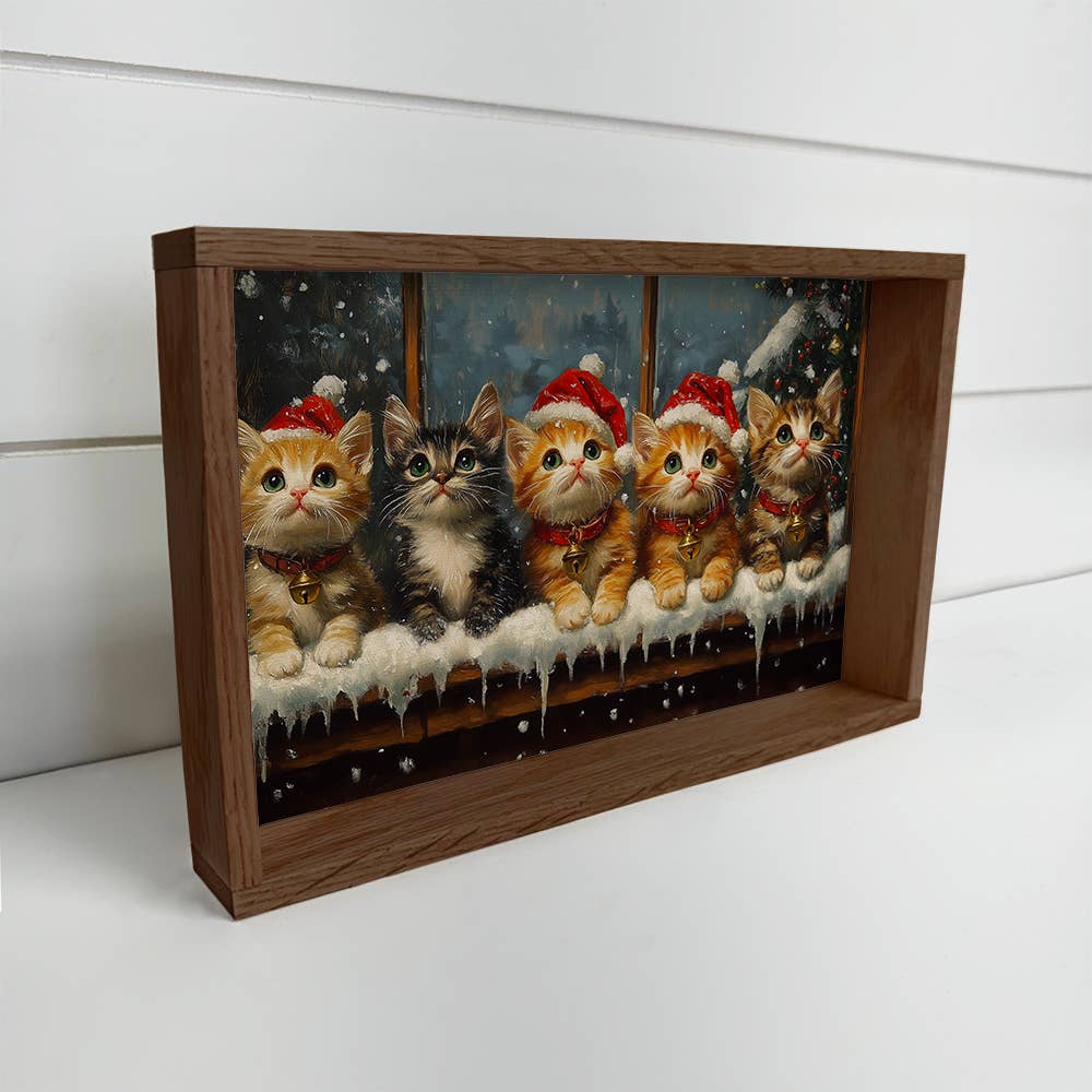 Kittens Waiting for Christmas - Holiday Kitten Canvas Art