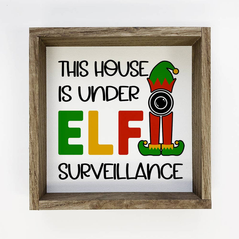 Elf Surveillance Small Canvas Shelf Sitting Sign