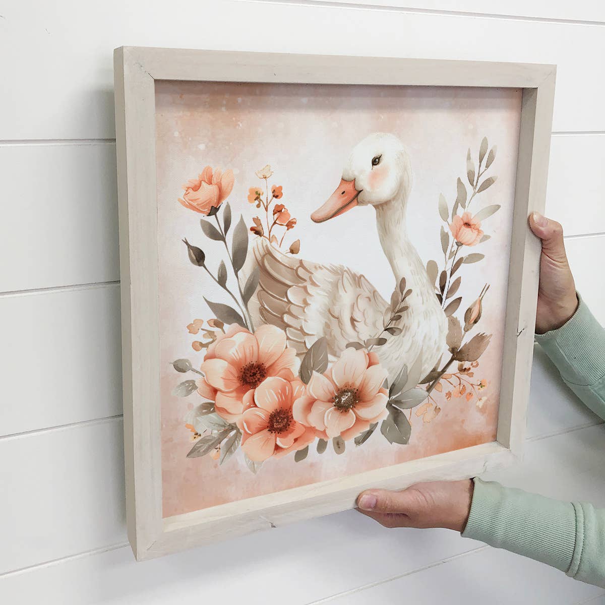 Spring White Goose - Goose Canvas Art - Wood Framed Wall Art