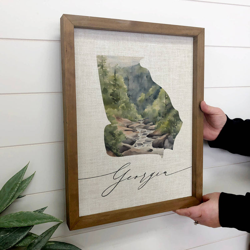 Georgia Watercolor Outline Framed Art