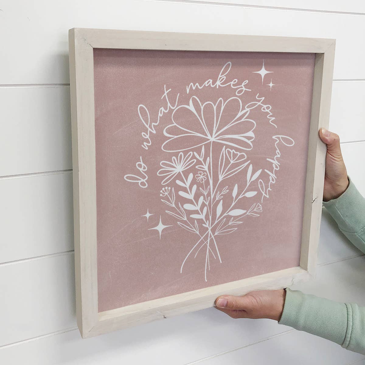 Do What Makes you Happy Small Decor with Whitewash Frame