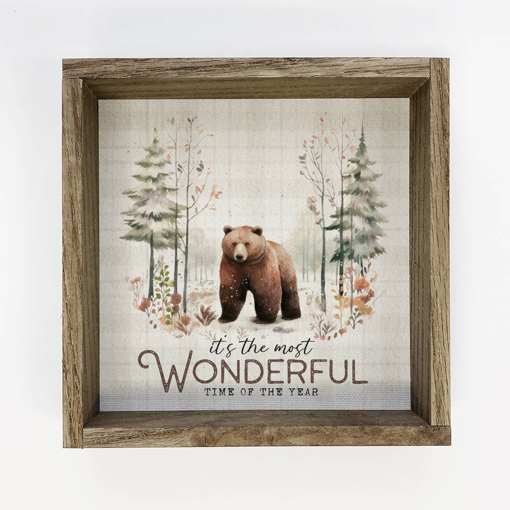 Most Wonderful Time of the Year Bear - Vintage Nature Decor