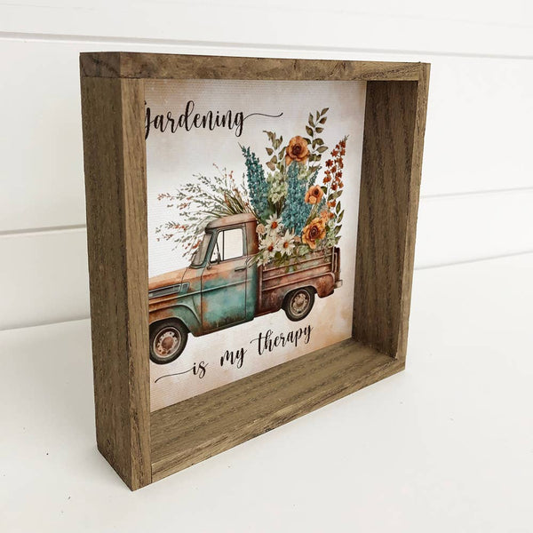 Gardening is My Therapy - Vintage Truck Canvas Art - Framed