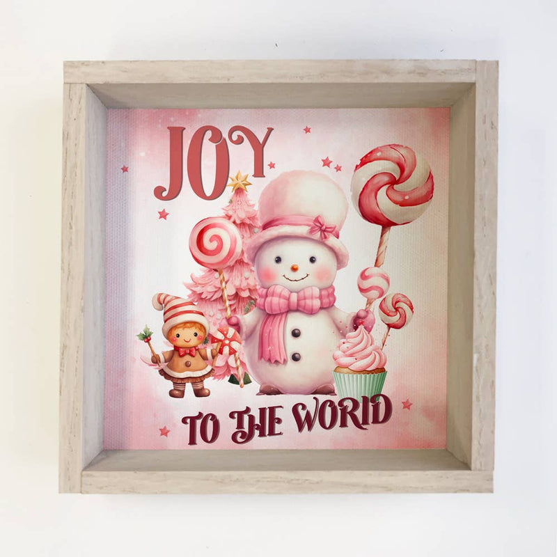 Pink Joy to the World - Cute Holiday Canvas Wall Art