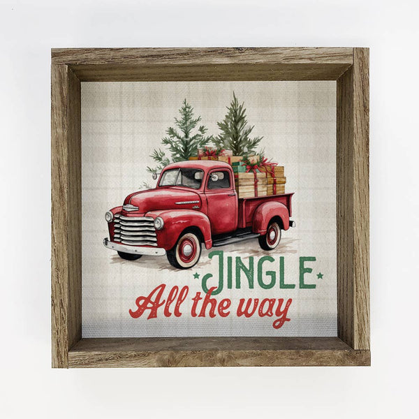 Vintage Jingle Truck - Cute Framed Holiday Canvas Wall Art