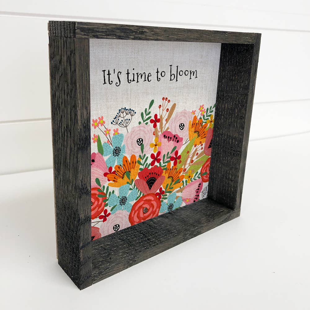 Folk It's Time To Bloom Flowers - Folk Flower Canvas Art