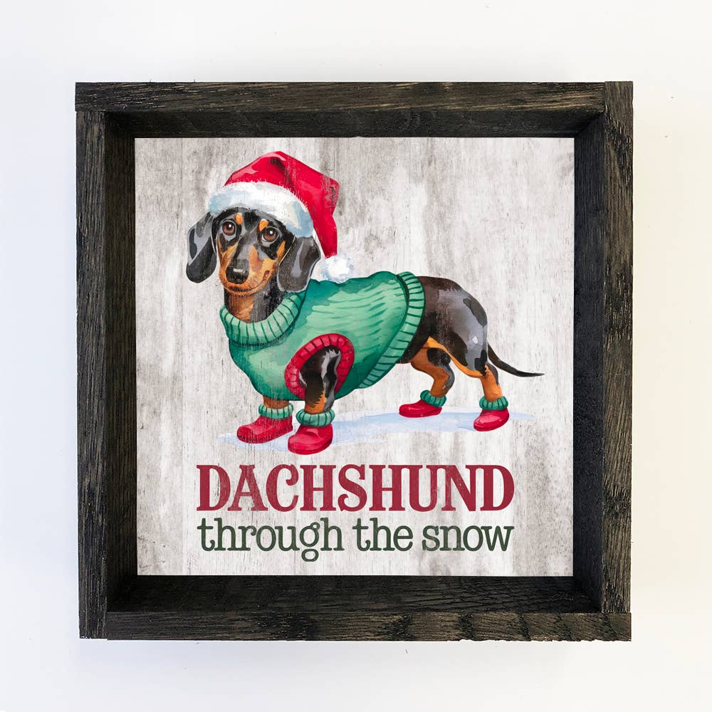 Dachshund Through the Snow - Cute Puppy Canvas Art - Framed