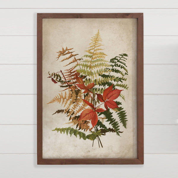 Autumn Ferns - Framed Fall Canvas Art - Mountain Cabin Decor
