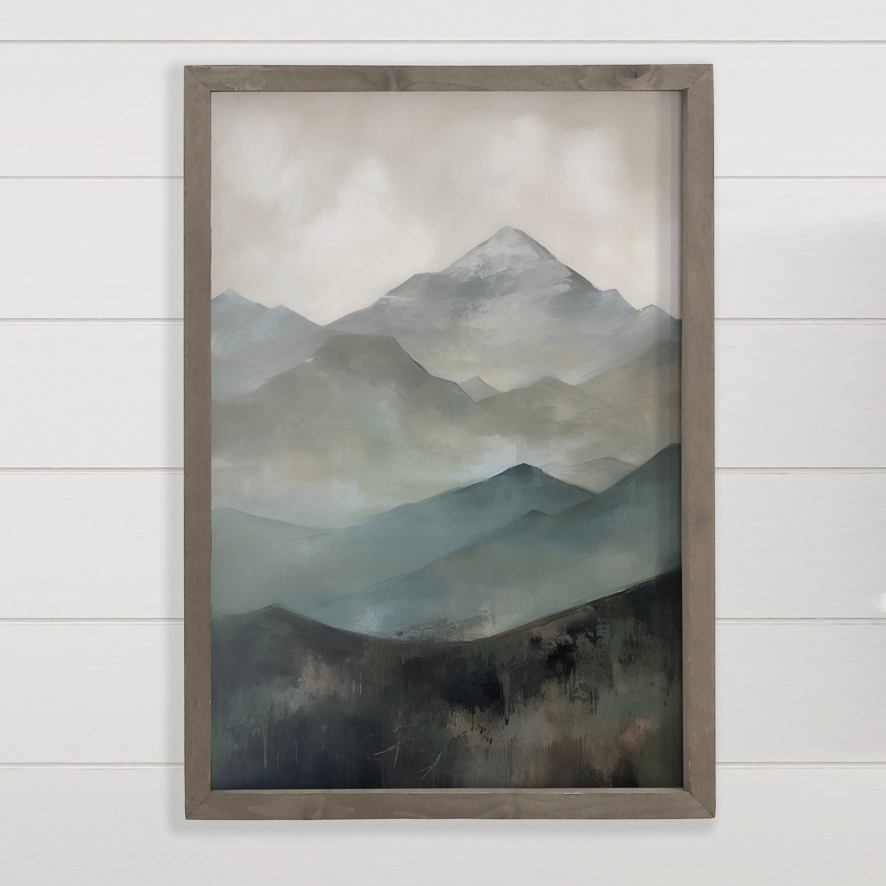 Mountains in Shades of Gray - Nature Canvas Art - Wood Frame