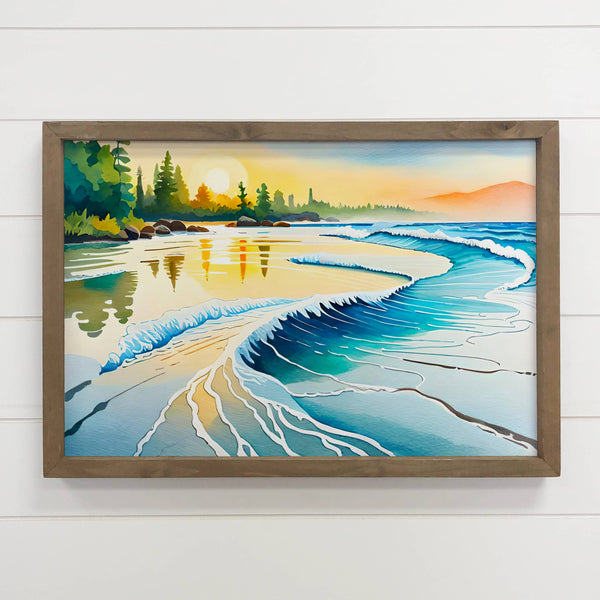 Oregon Coast Riptide - Nature Canvas Art - Wood Framed Decor