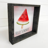 Hello Summer Watermelon Mantel Sign with Natural Frame