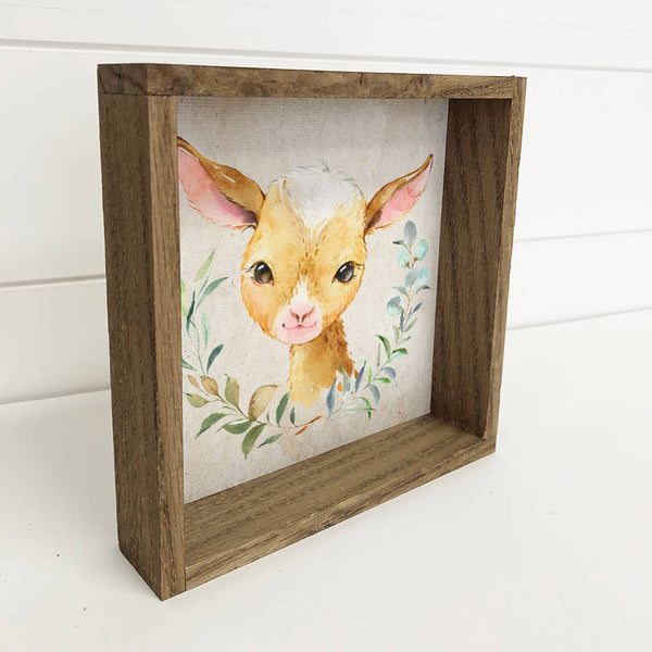 Baby Farm Watercolor Goat Small Tabletop Decor