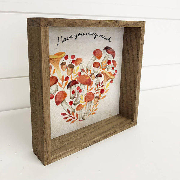 I Love You Very Mush - Mushroom Heart Canvas Art - Framed