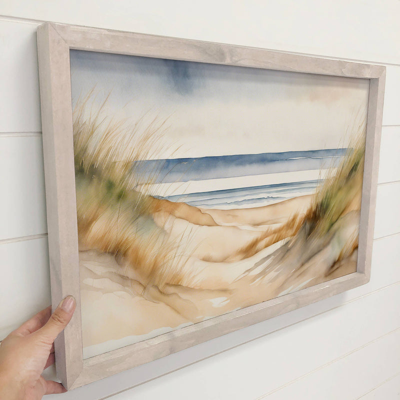 Beach Dunes Wave - Nature Canvas Art - Wood Framed Wall Art