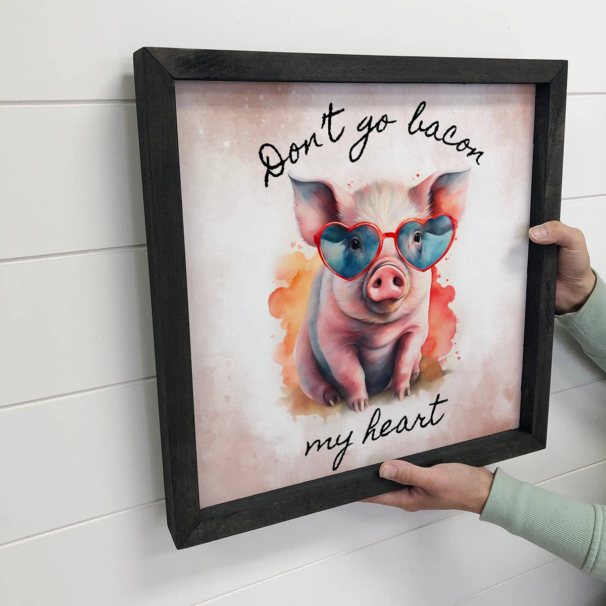 Don't Go Bacon My Heart - Funny Pig Canvas Art - Wood Framed