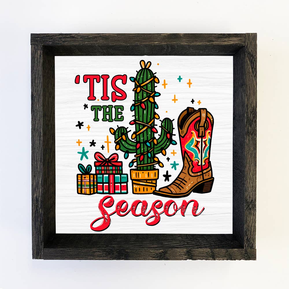 Tis The Season Western Christmas - Christmas Canvas Wall Art