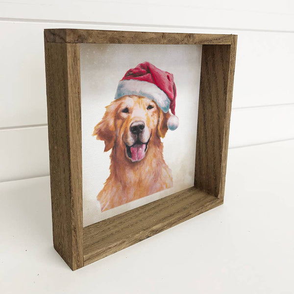 Golden Retriever Dog Christmas Canvas Sign