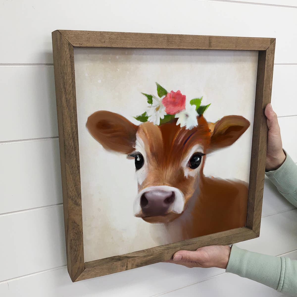 Baby Brown Cow Flower- Farmhouse Sign Baby Brown