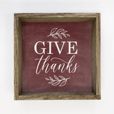 Give Thanks Small Mantel Sign with Aged Oak Frame