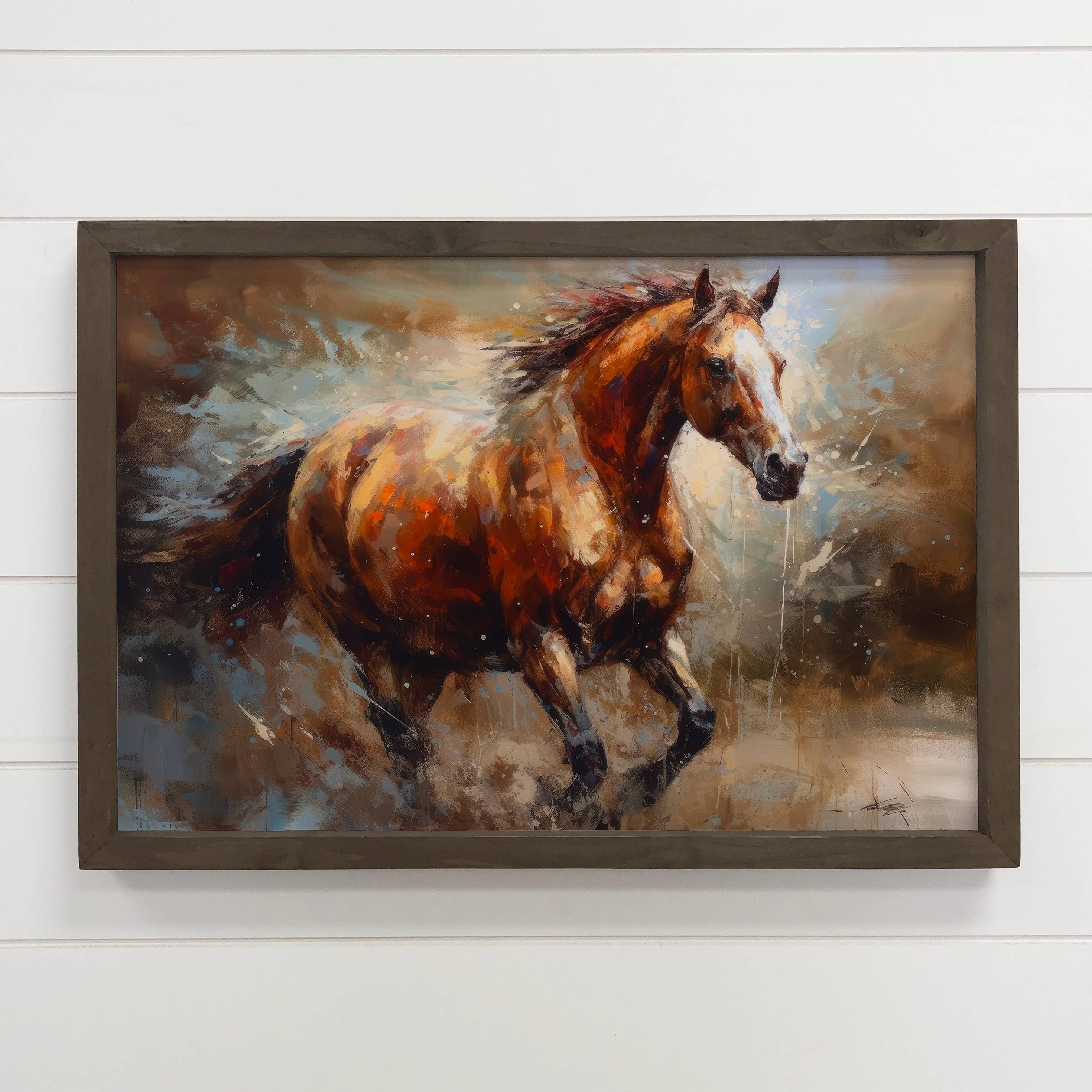 Horse in Motion - Farmhouse Wall Decor - Framed Animal Art