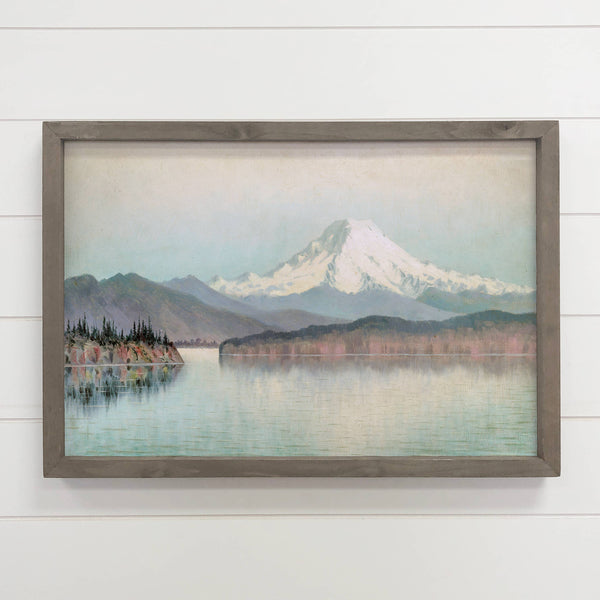 Mt Rainier Painting - Framed Nature Wall Art - Cabin Decor