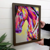 Colorful Horse Painting - Farmhouse Canvas Art - Framed Art