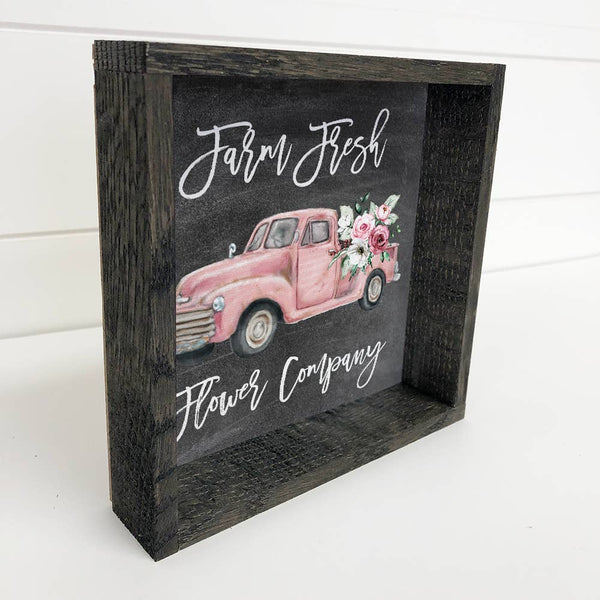 Pink Flower Truck Tier or Tray Decor Sign - Valentine's