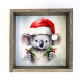 Koala Santa - Cute Holiday Animal Canvas Art - Wood Framed