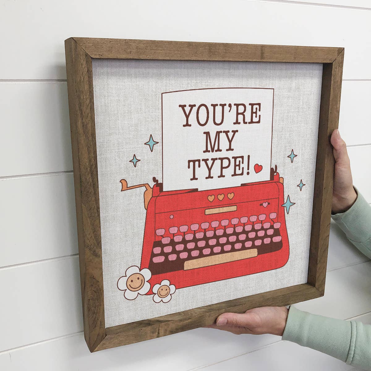 Retro Valentines You're My Type - Cute Typewriter Canvas Art