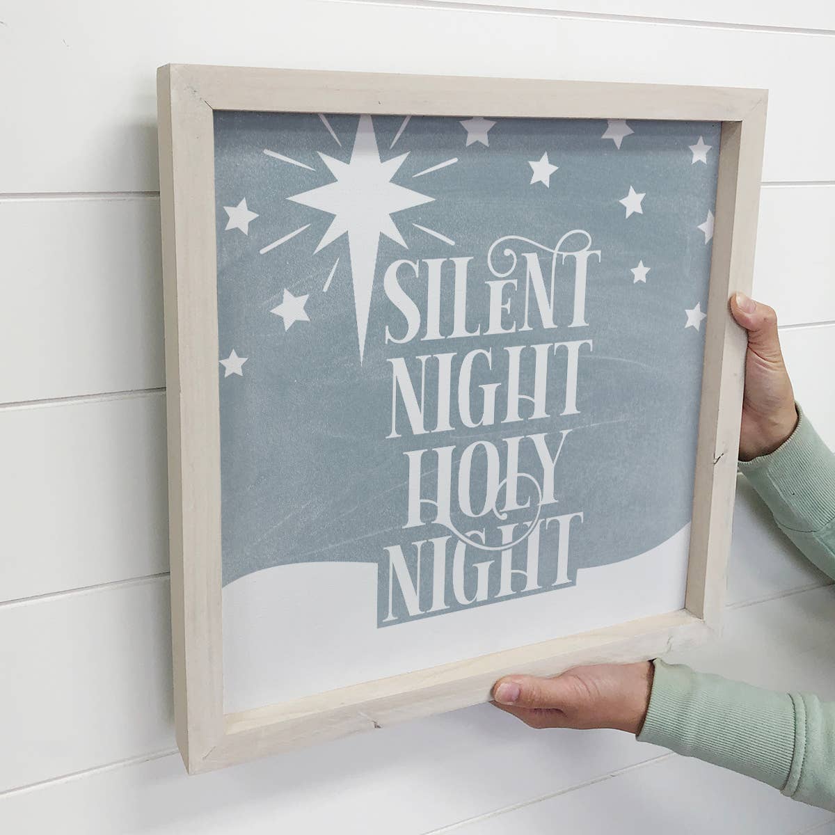 Christmas Sign- Silent Night Holy Night- Blue Christmas Sign