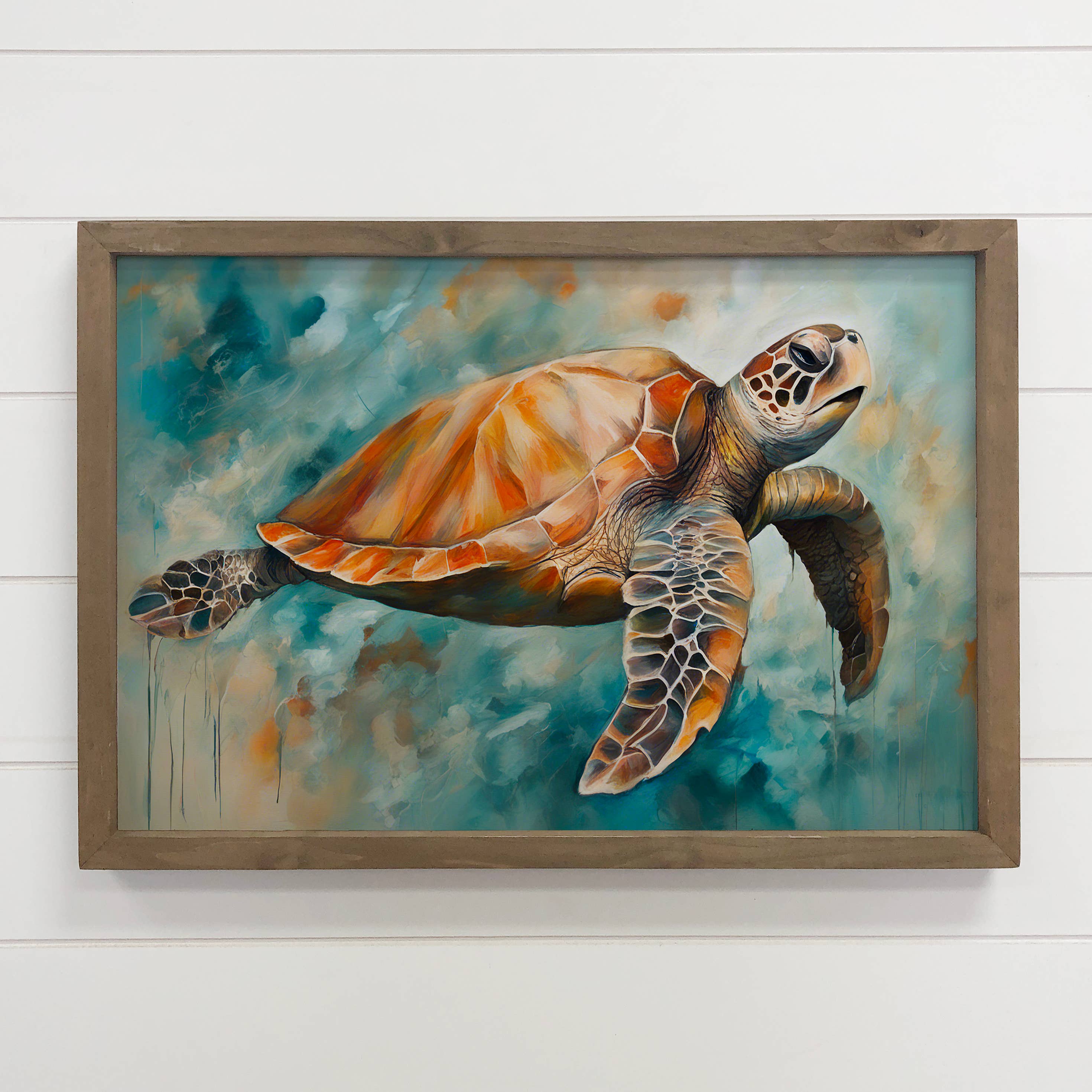 Ocean Sea Turtle - Turtle Canvas Art - Wood Framed Wall Art