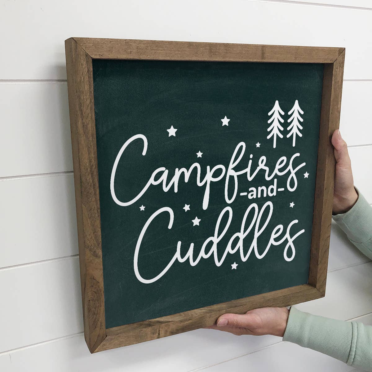 Campfire and Cuddles - Cute Word Art Sign - Framed Wall Art