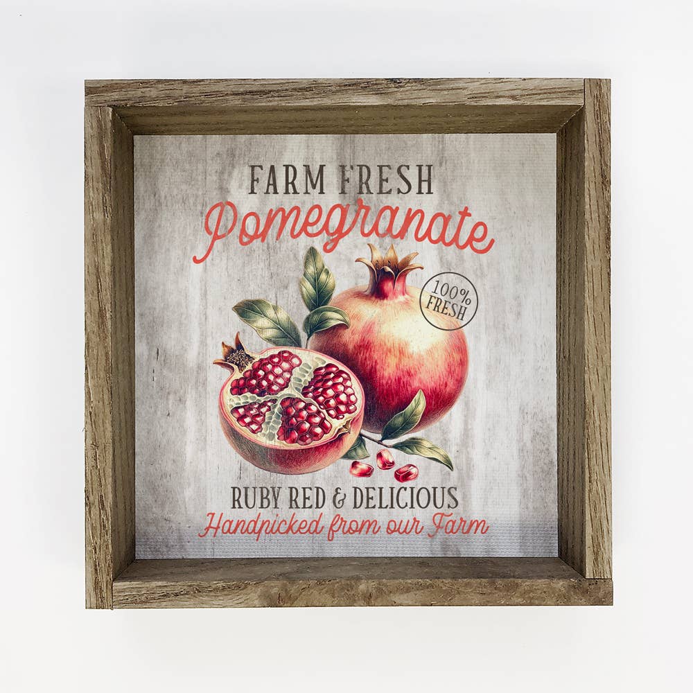 Farm Fresh Pomegranate - Farm Fruit Canvas Art - Wood Framed