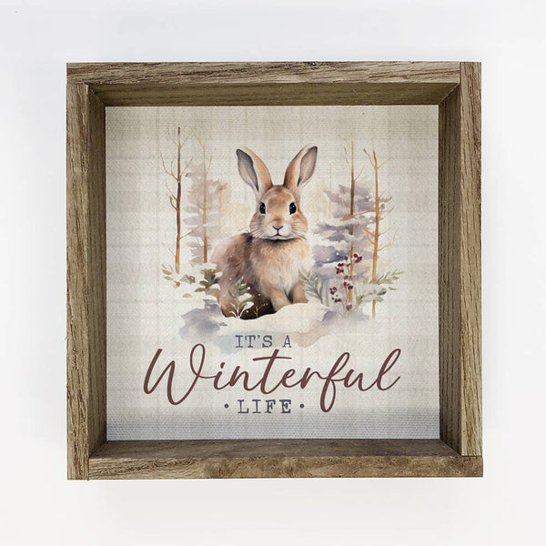 Winterful Life Bunny - Cute Framed Winter Canvas Art