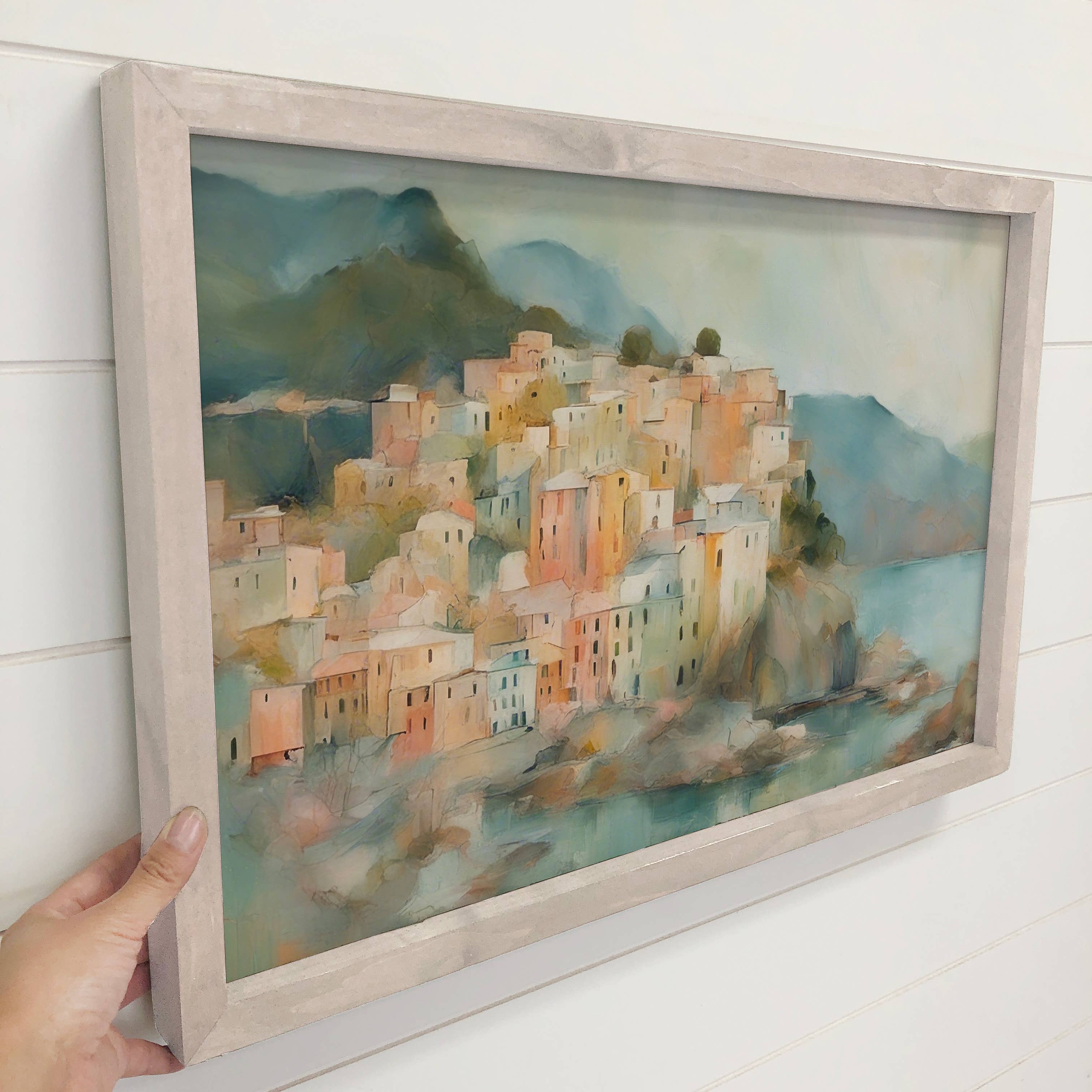 Abstract Cinque Terre - City Canvas Art - Wood Framed Decor