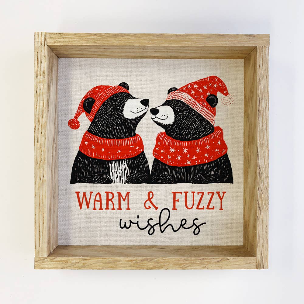 Warm and Fuzzy Wishes - Holiday Canvas Art - Wood Framed Art