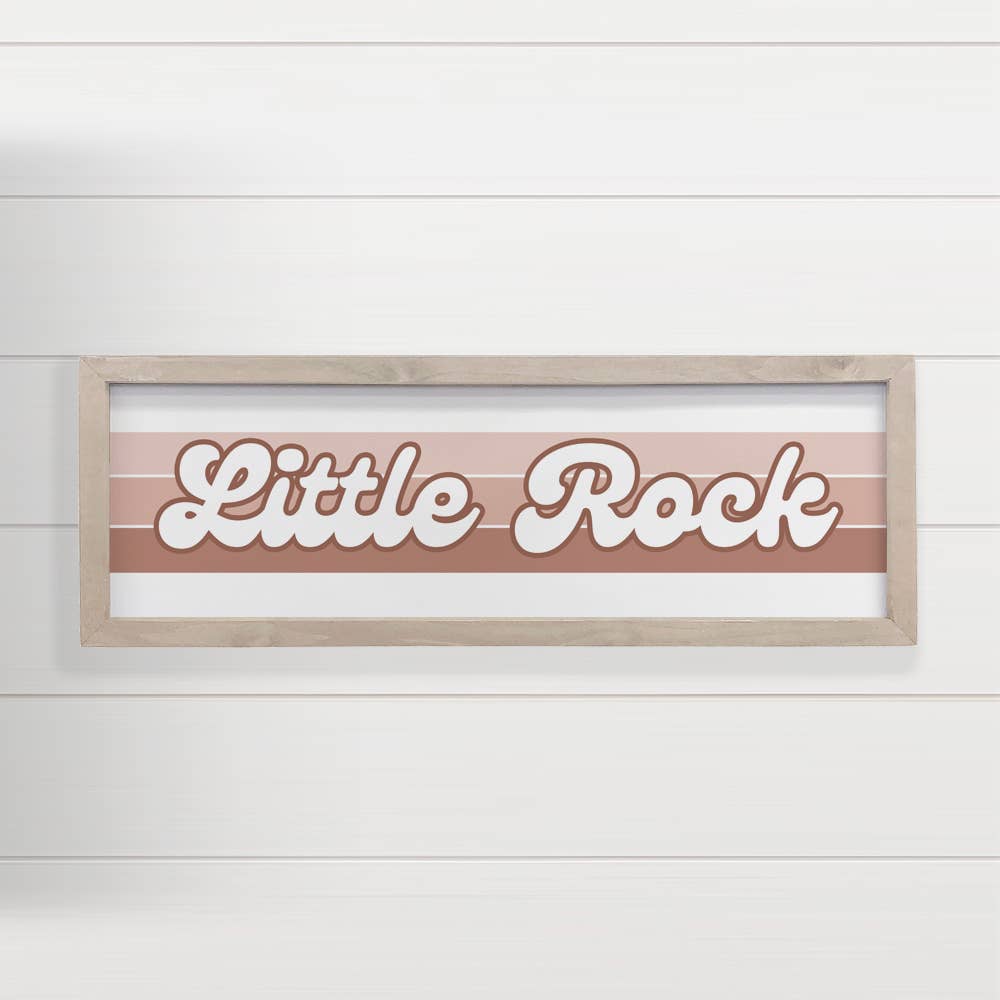 Personalized City Sign - Groovy Stripes - Wood Framed Decor