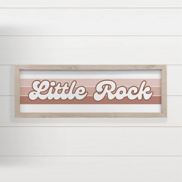 Personalized City Sign - Groovy Stripes - Wood Framed Decor