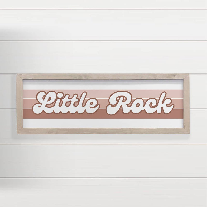 Personalized City Sign - Groovy Stripes - Wood Framed Decor