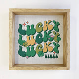 Retro Lucky Vibes - St. Patrick's Canvas Art - Wood Framed